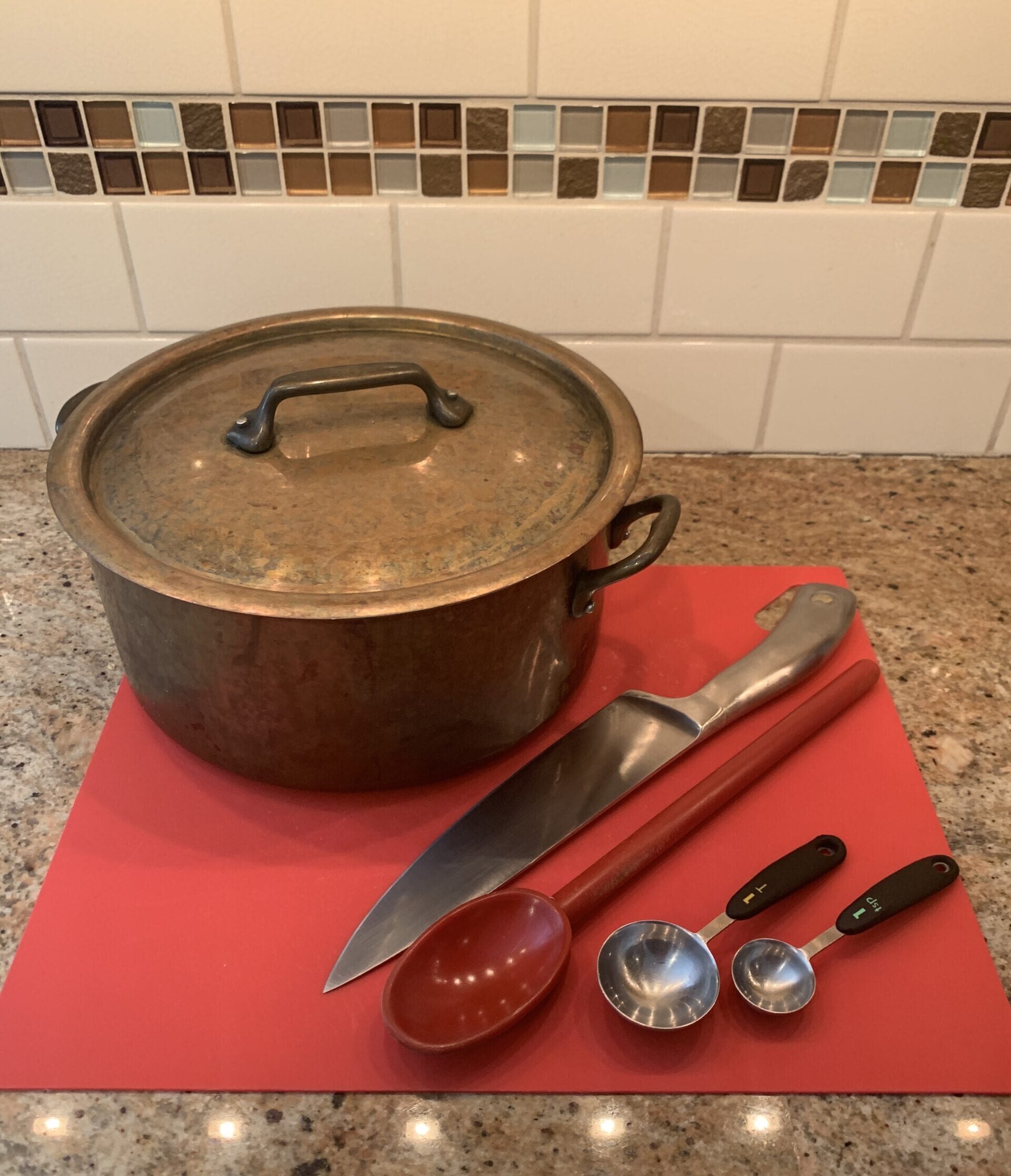 Copper dutch oven and cooking utensils